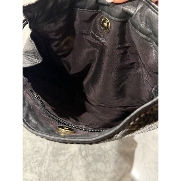 WHITING AND DAVIS BLACK METAL MESH & LEATHER EVENING BAG With Strap - Picture 2 of 3